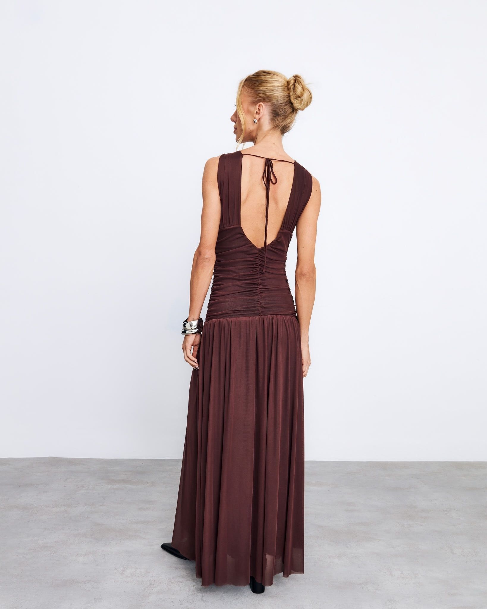 Vestido Drapeado Malha Crepe