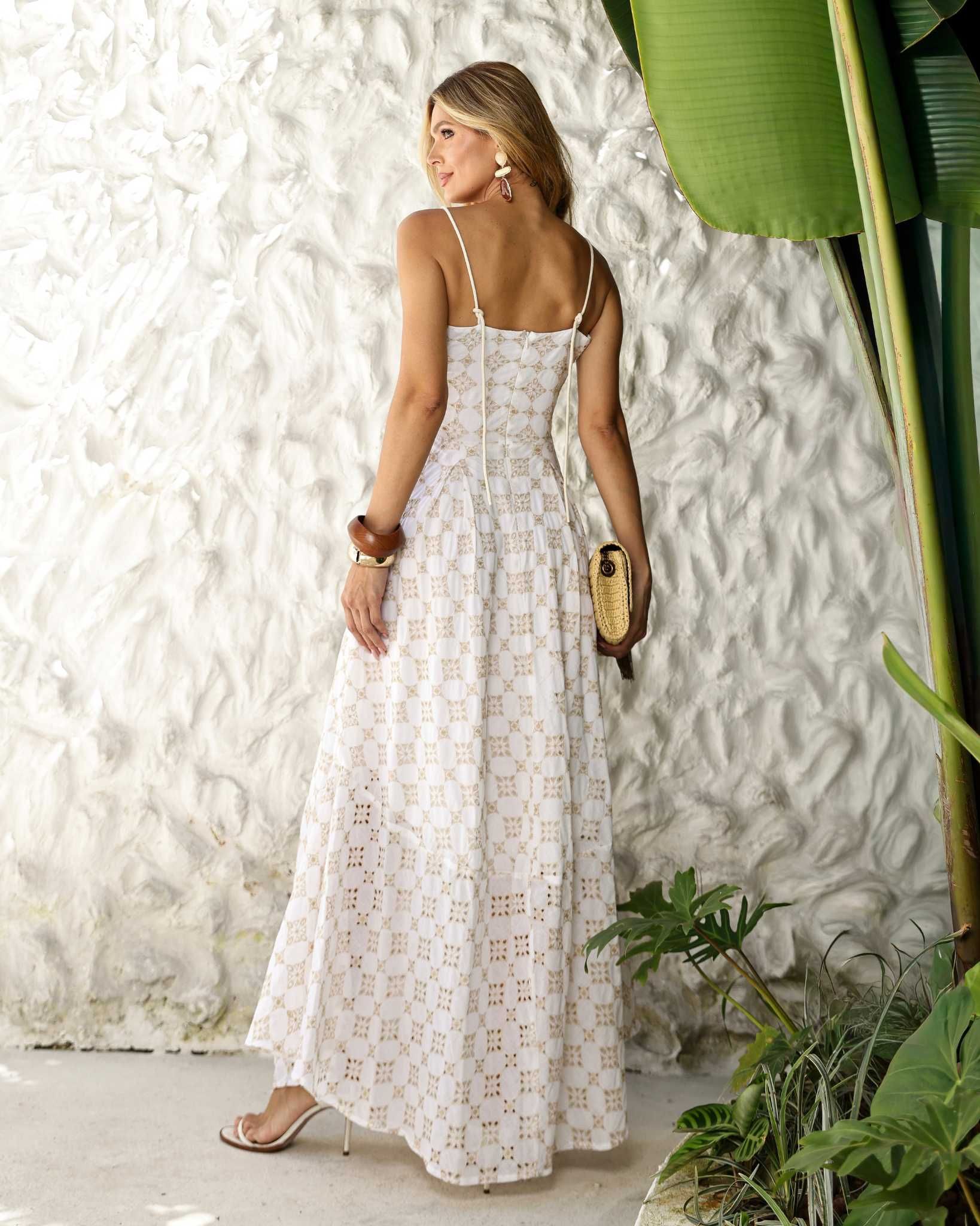 VESTIDO LONGO LAISE ALCA CADARCO BRANCO PP