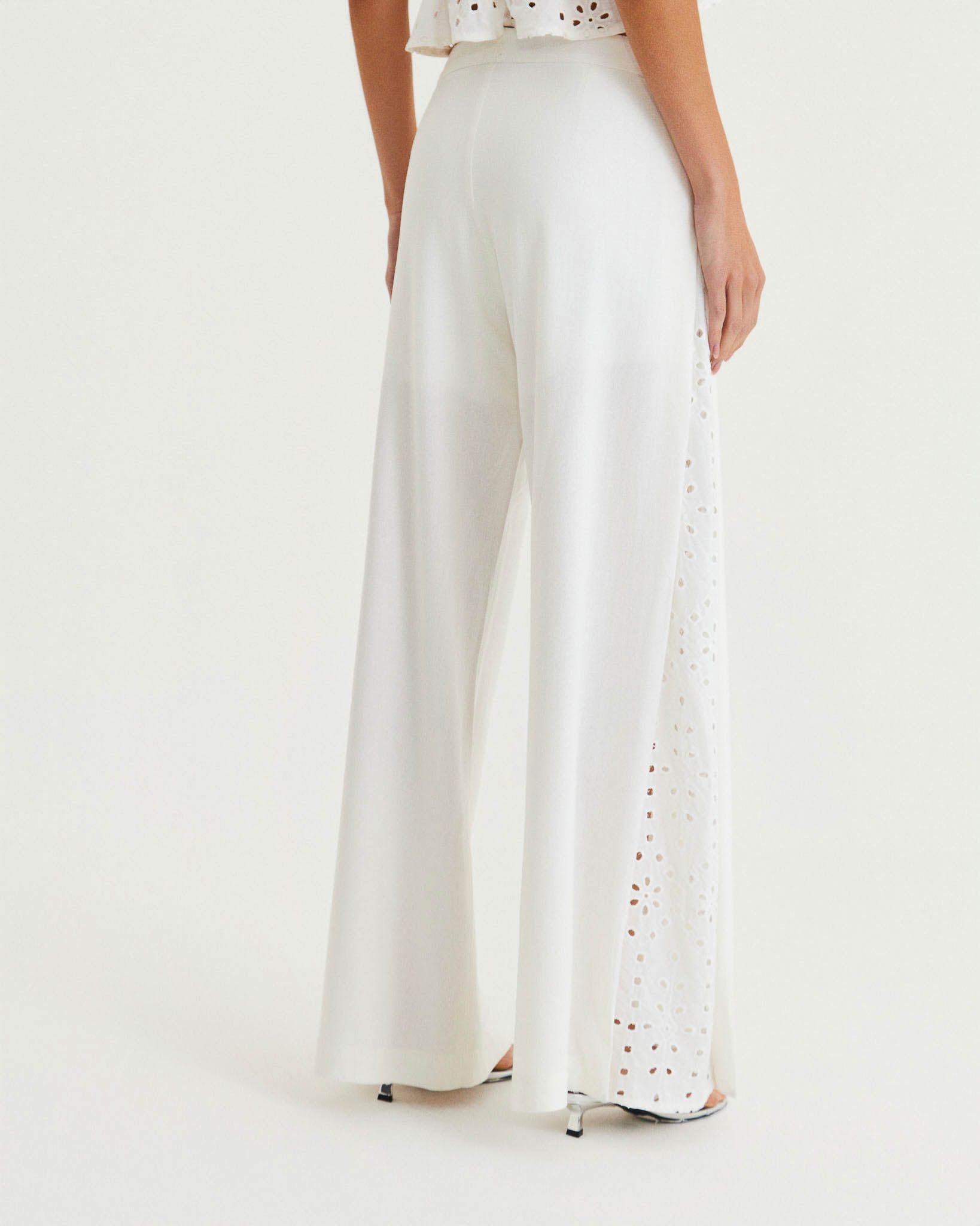 Calça Longa Linho Com Laise