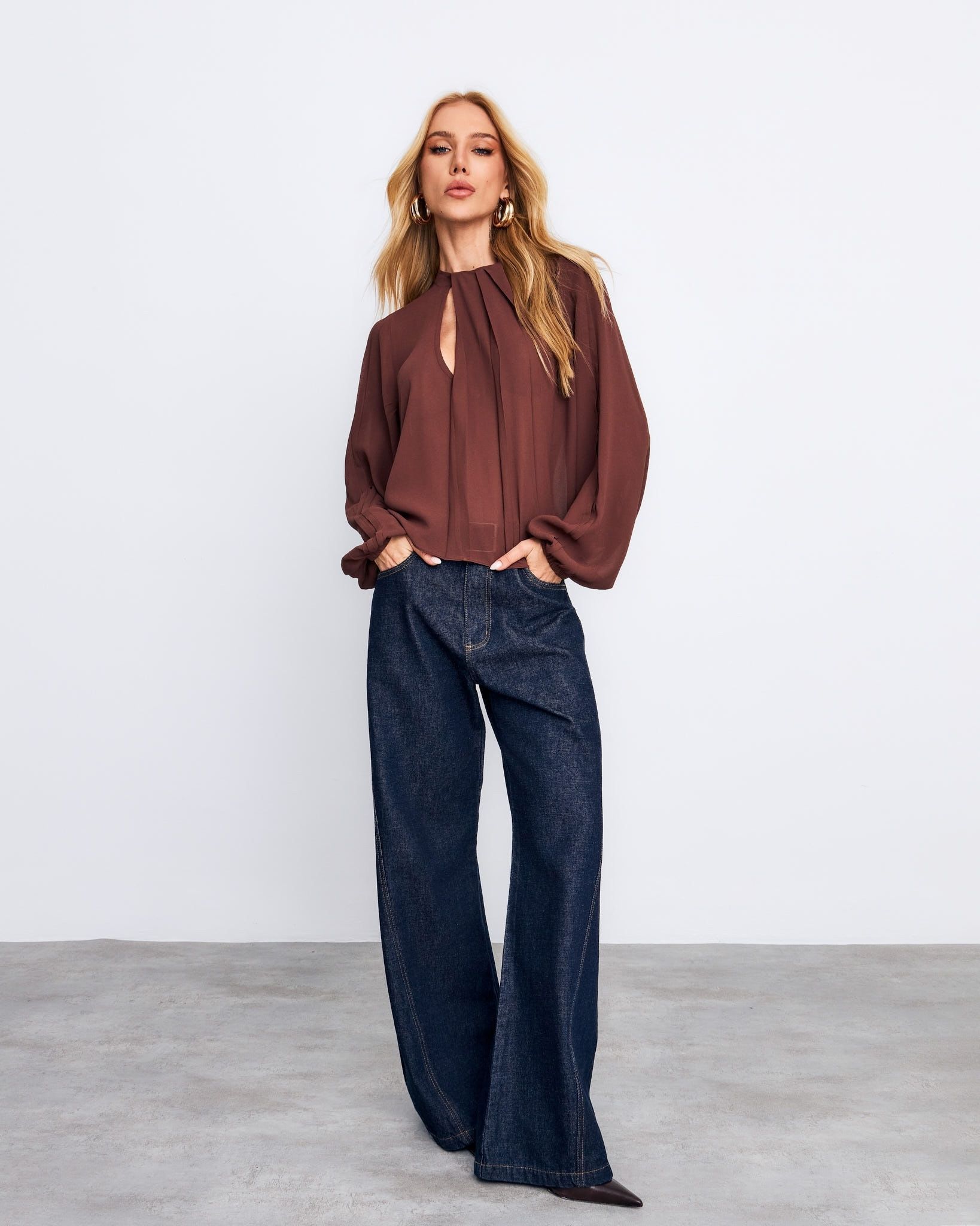 Blusa Crepe Com Pregas